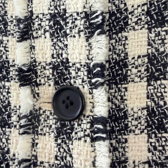 Talbots Gingham Tweed Fringe Jacket Button Front Patch Pockets‎ Lined Women's 6 - Picture 7 of 13